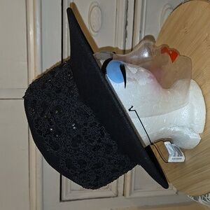 Giovannio black felt brimmed hat with jeweled band
